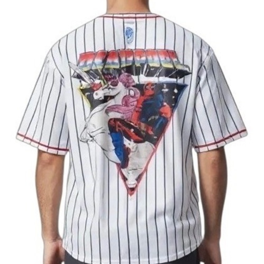 Marvel Deadpool Shirt Unicorn Baseball Jersey Pinstripe‎ Cosplay Men's Small